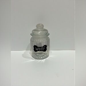 Glass Dog Treat Container Woof